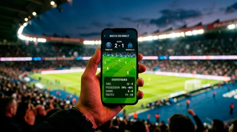 Interface de paris en direct sur un match de Ligue 1 avec cotes en temps réel